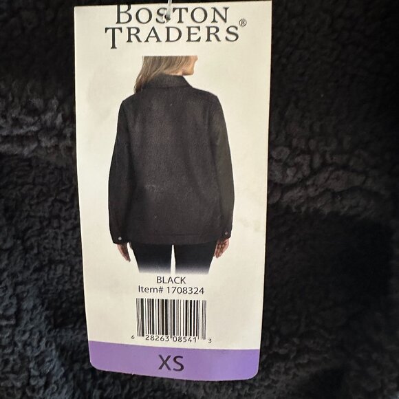 New Boston Traders Women's Faux Suede Sherpa Lined Trucker Jacket Size XS Black - Picture 13 of 15